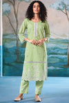 Superior Cotton Block Print With GPO Lace Green Co-Ord Set
