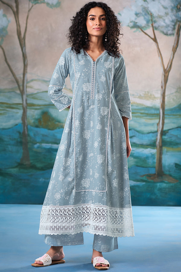 Superior Cotton Block Print Blue Co-Ord Set