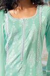 Superior Cotton Block Print Greenish Cyan Co-Ord Set