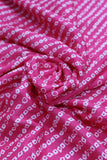 Pink Viscose Chinon Bandhani Stripes Digital Printed Fabric