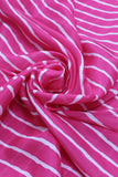 Pink Viscose Chinon Stripes Digital Printed Fabric