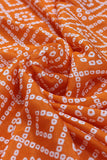 Orange Viscose Chinon Bandhani Box Digital Printed Fabric