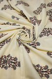 Floral Hand Block Printed Cream Pure Cotton Fabric