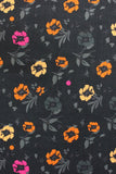 Flower Leaves On Black Digital Printed Cotton Slub Fabric
