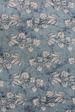 Blue Flowers Digital Printed Cotton Slub Fabric