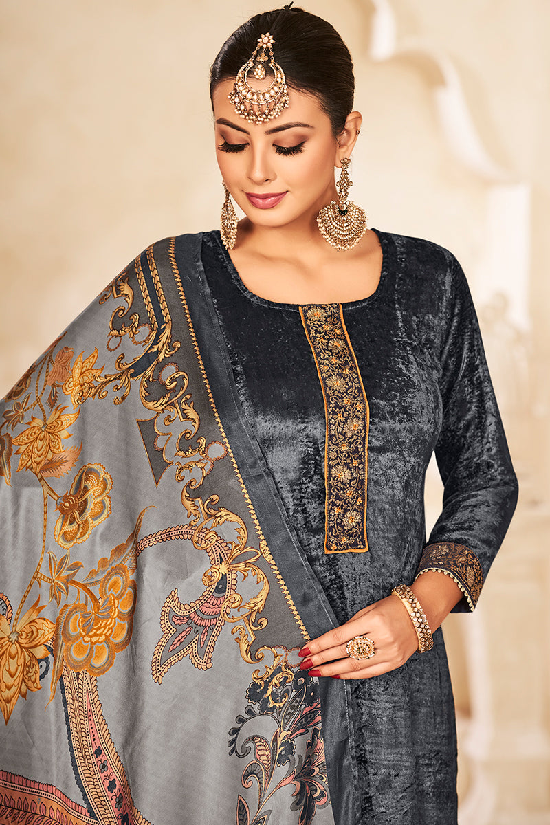 Velvet Soul Pure Plush Velvet Salwar Suit Design