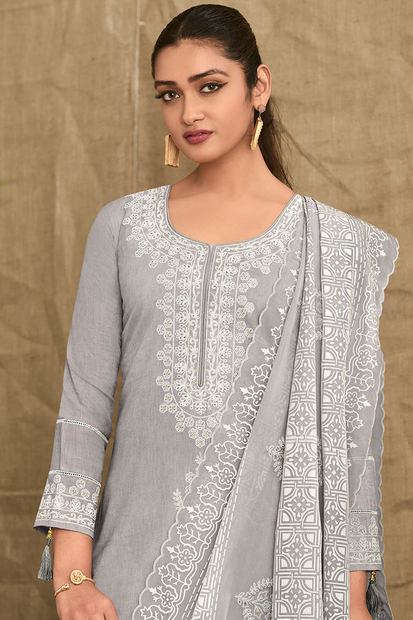 Pure Premium Linen Dyed with Coding Embroidered Salwar Suit