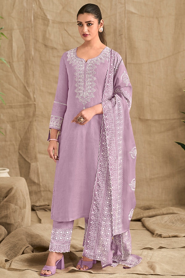 Pure Premium Linen Dyed with Coding Embroidered Salwar Suit