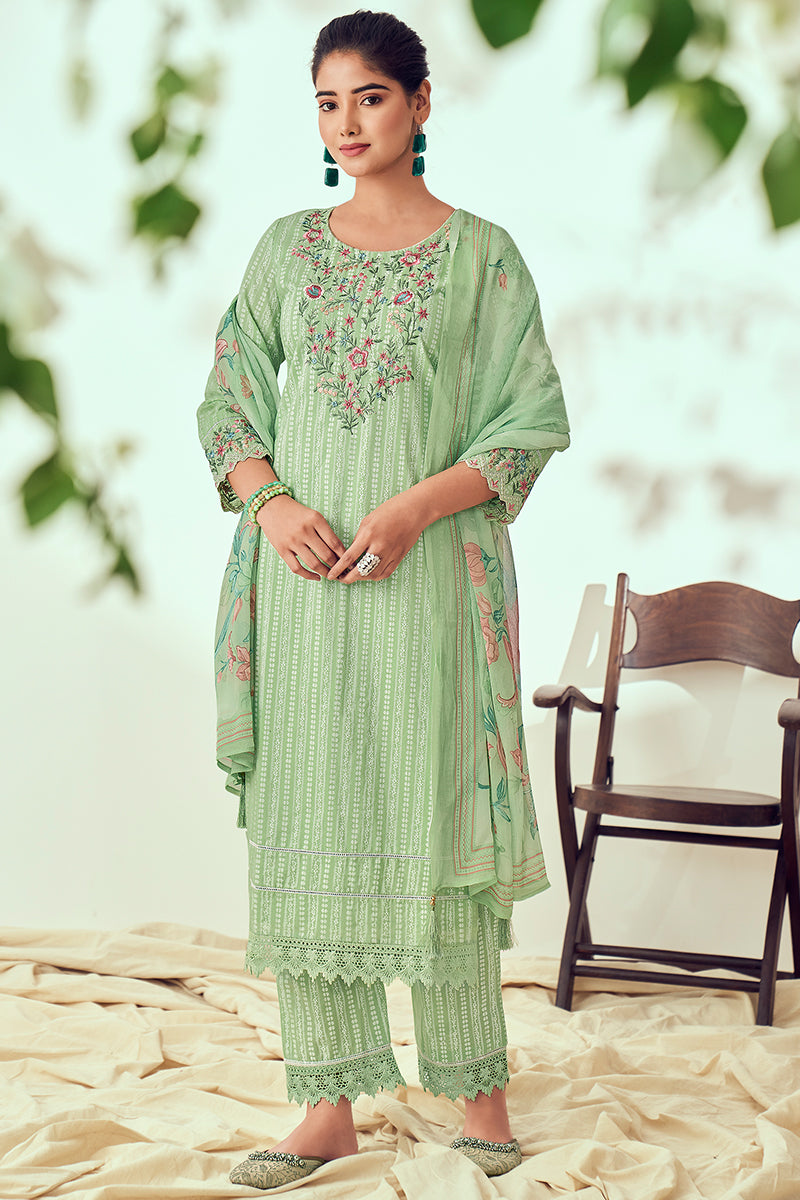 Superior Cotton Print With Embroidery Salwar Suit