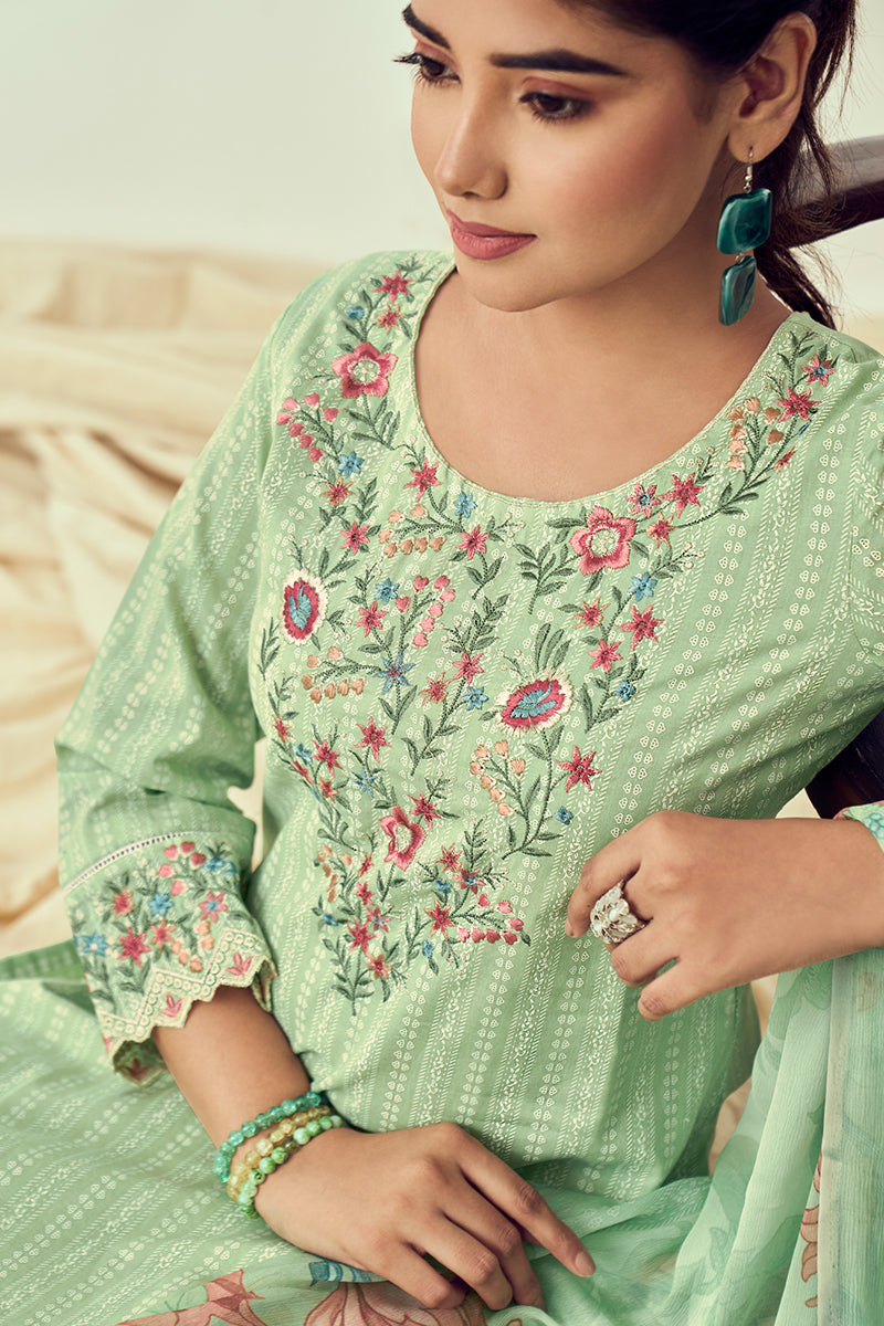 Superior Cotton Print With Embroidery Salwar Suit