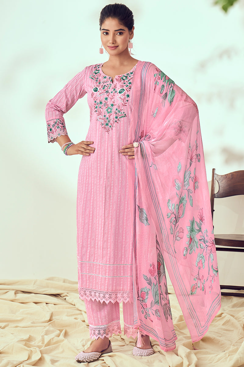 Superior Cotton Print With Embroidery Salwar Suit