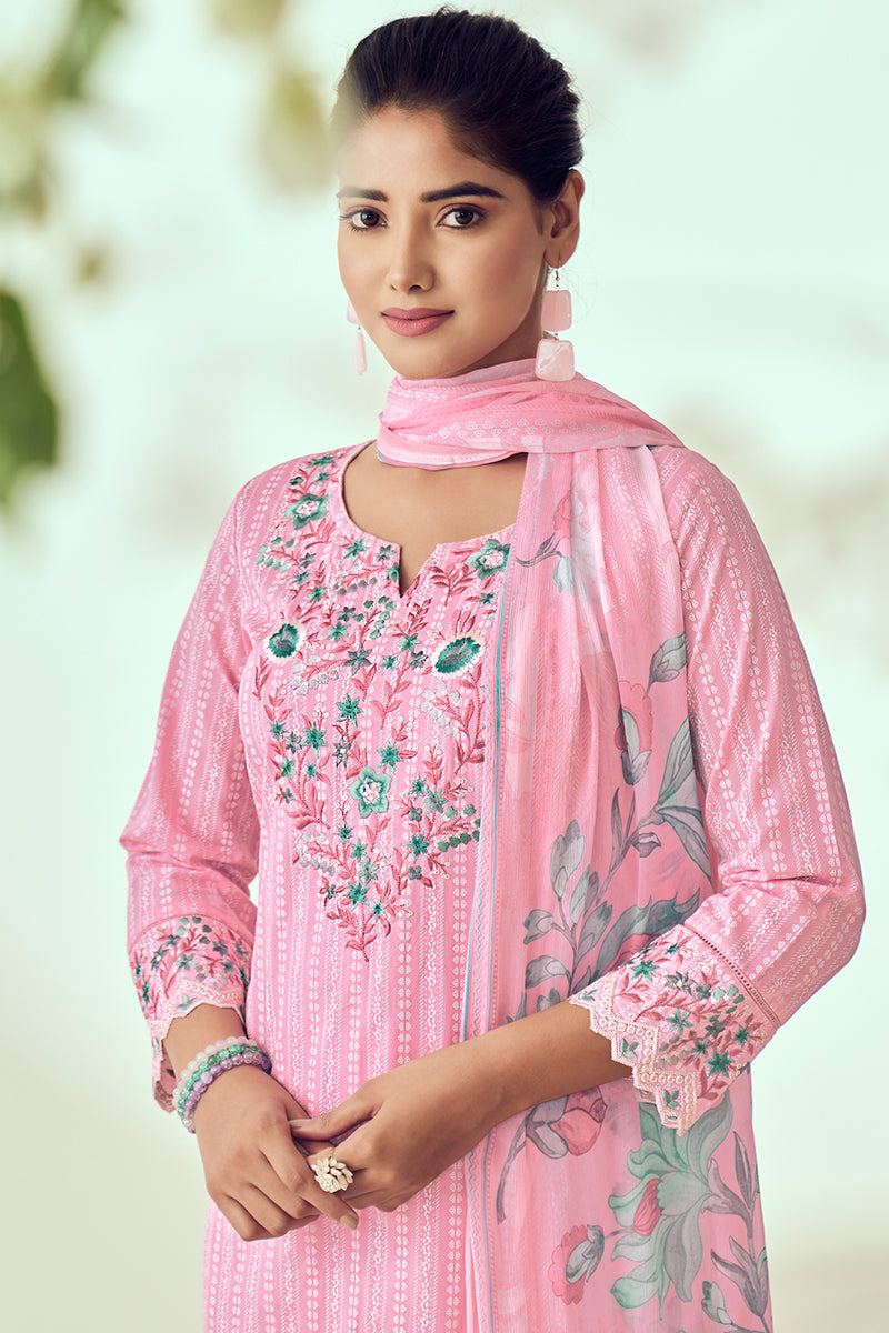 Superior Cotton Print With Embroidery Salwar Suit