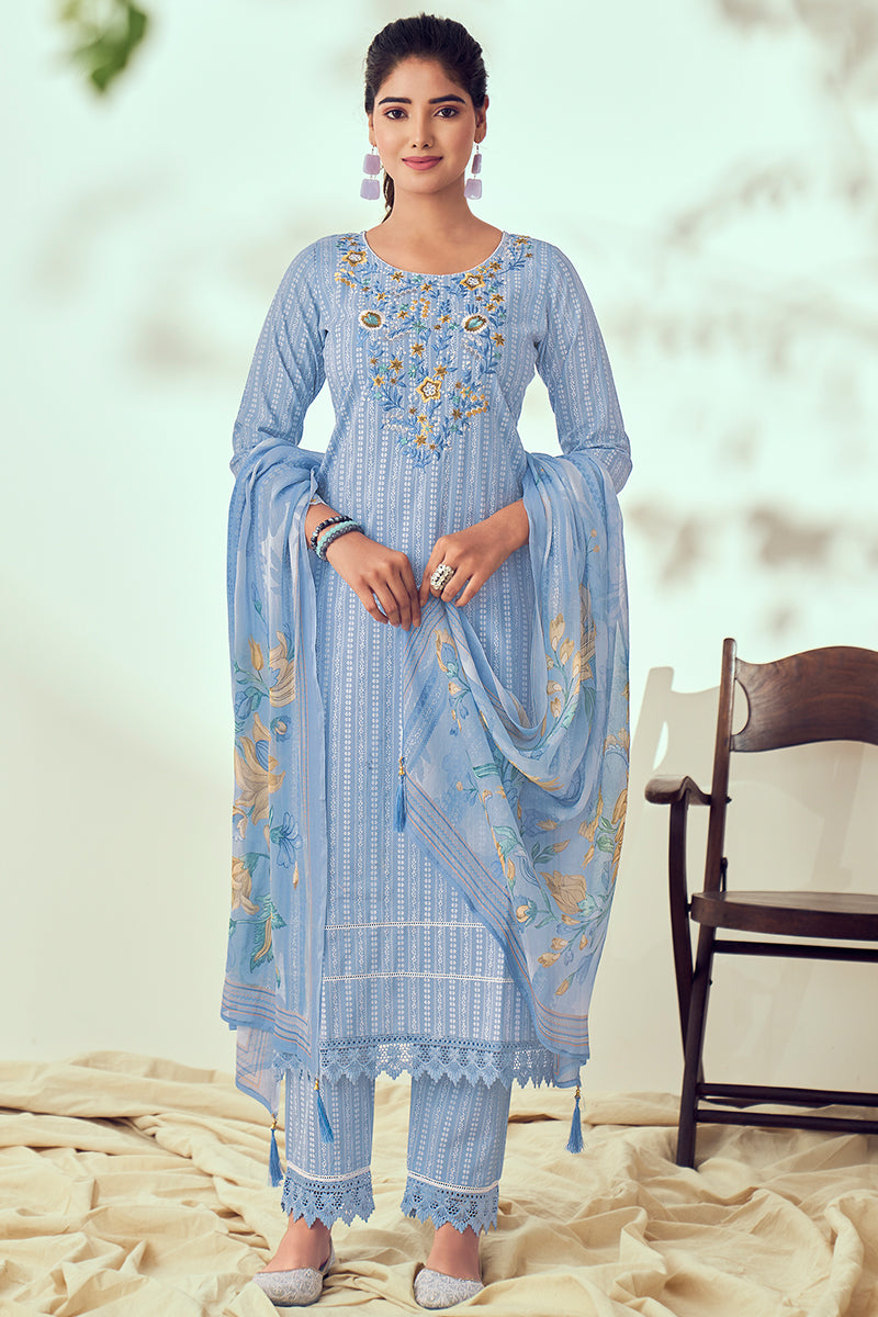 Superior Cotton Print With Embroidery Salwar Suit