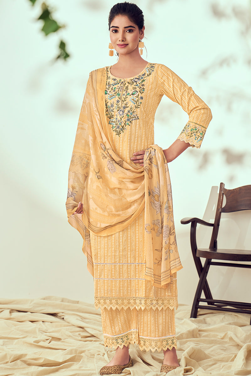 Superior Cotton Print With Embroidery Salwar Suit