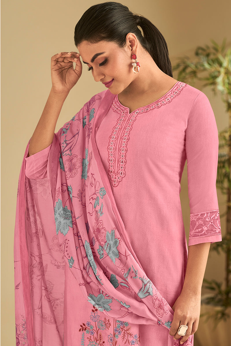 Premium Pure Linen With Borrer Embroidered Salwar Suit