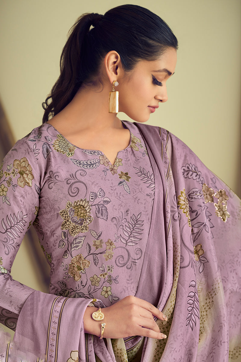 Exude Sophistication In A Pure Bemberg Rose Silk Beige Color Salwar Suit