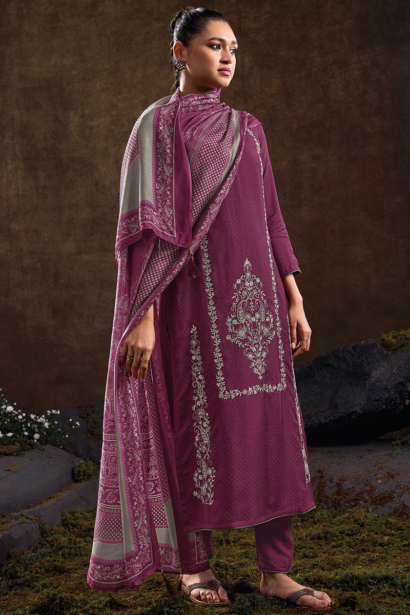 Ethereal Elegance in Blue Coral Pure Bemberg Muslin Salwar Suit