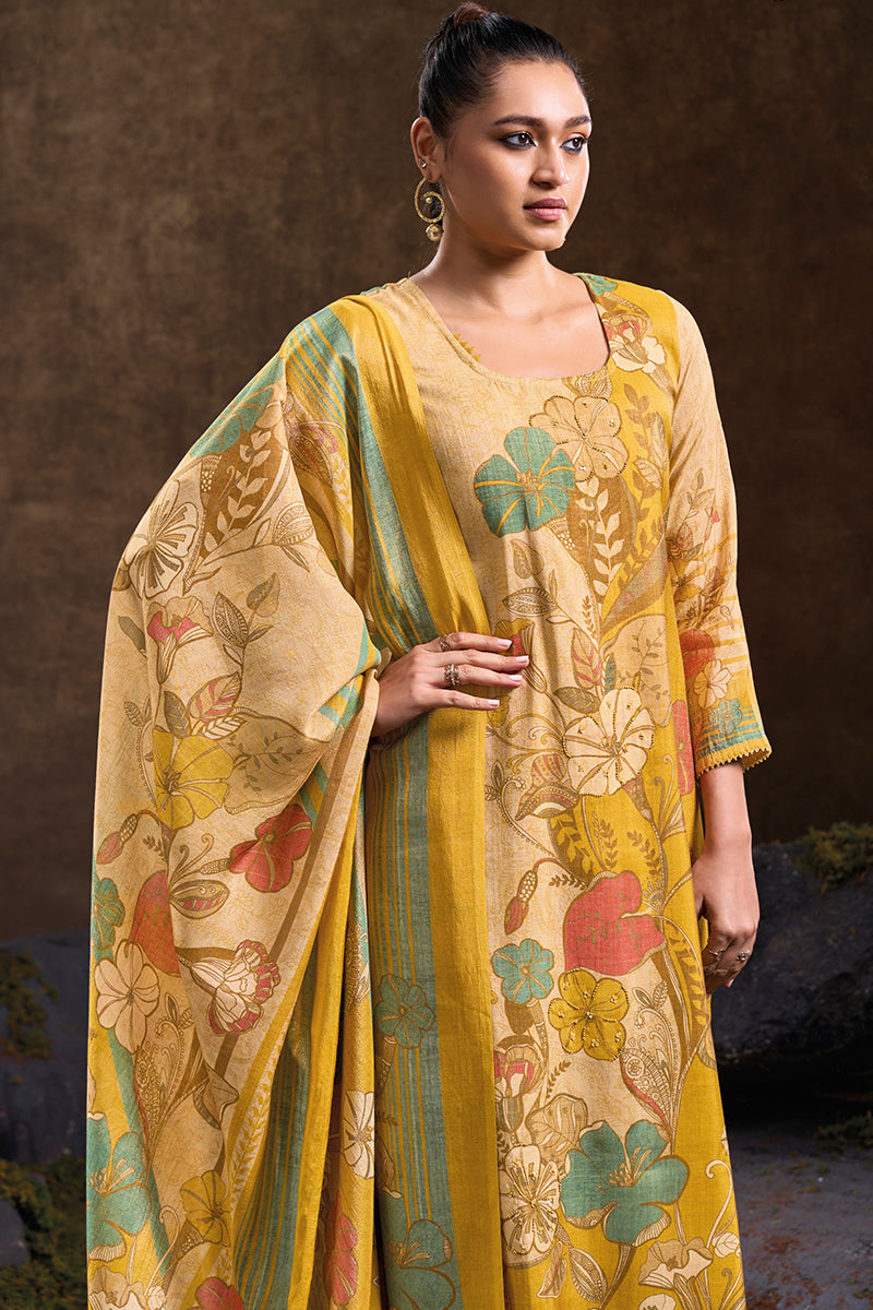 Bemberg Tussar Tissue Salwar Suit