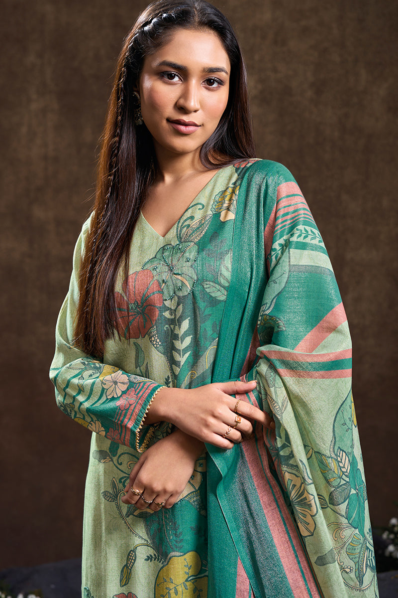 Bemberg Tussar Tissue Salwar Suit