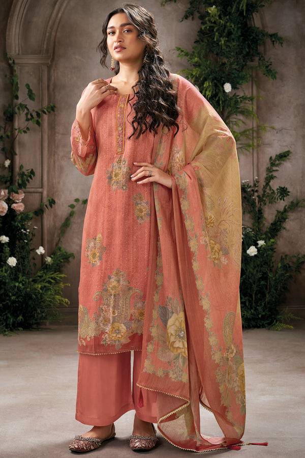 Pure Tissue Digital Printed Embroidered Salwar Suit