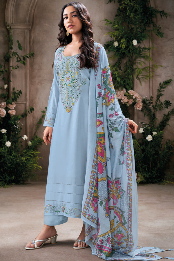 Pure Cotton Silk Embroidered Salwar Suits