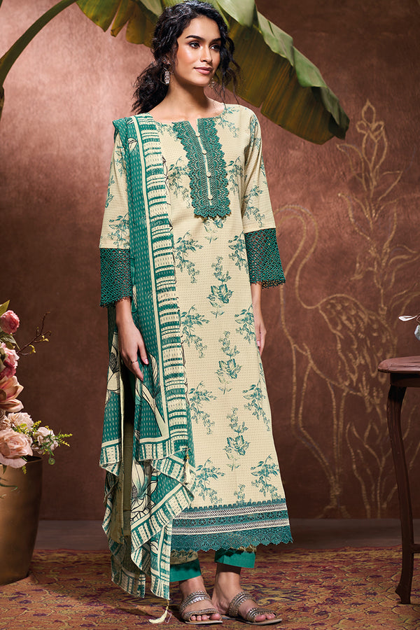 Superior Cotton Block Print With GPO Laces Salwar Suit
