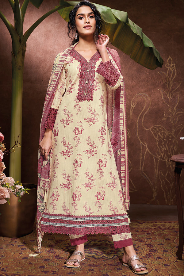 Superior Cotton Block Print With GPO Laces Salwar Suit