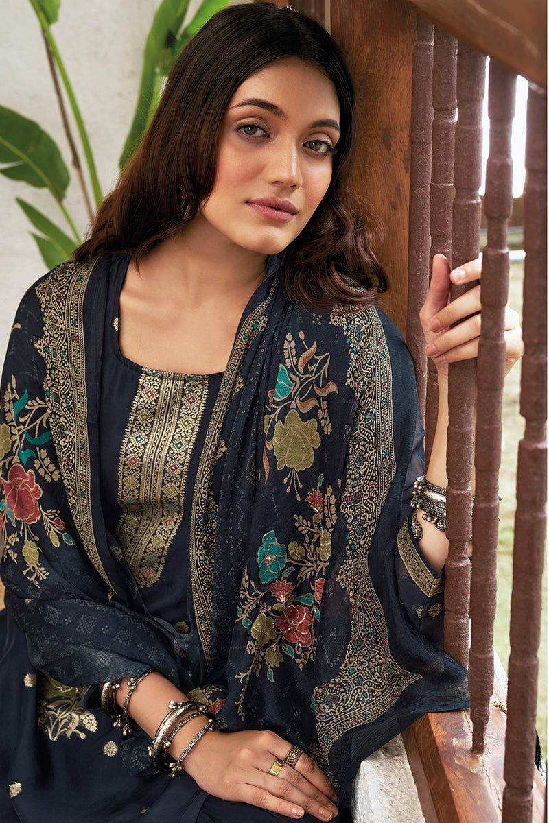 Nazneen Pure Bemberg Organza Jacquard Salwar Suit Design