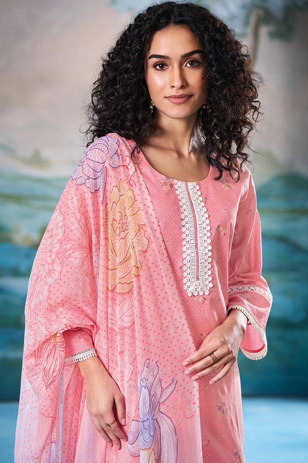 Superior Cotton Block Print With GPO Lace Salwar Suit