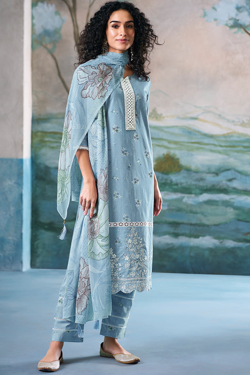 Superior Cotton Block Print With GPO Lace Salwar Suit