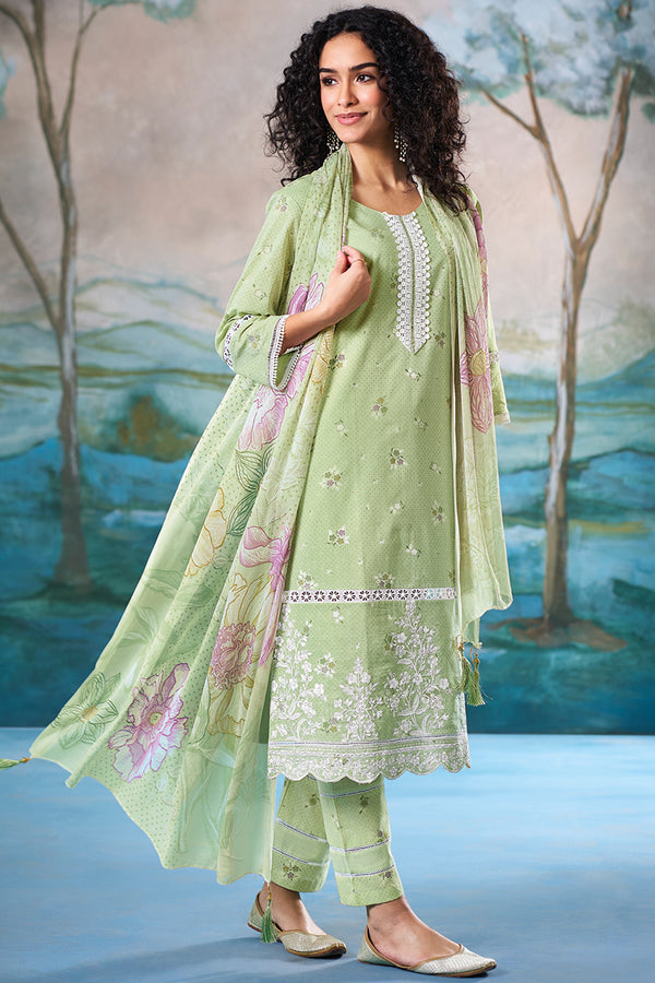 Superior Cotton Block Print With GPO Lace Salwar Suit
