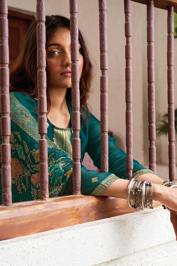 Nazneen Pure Bemberg Organza Jacquard Salwar Suit Design
