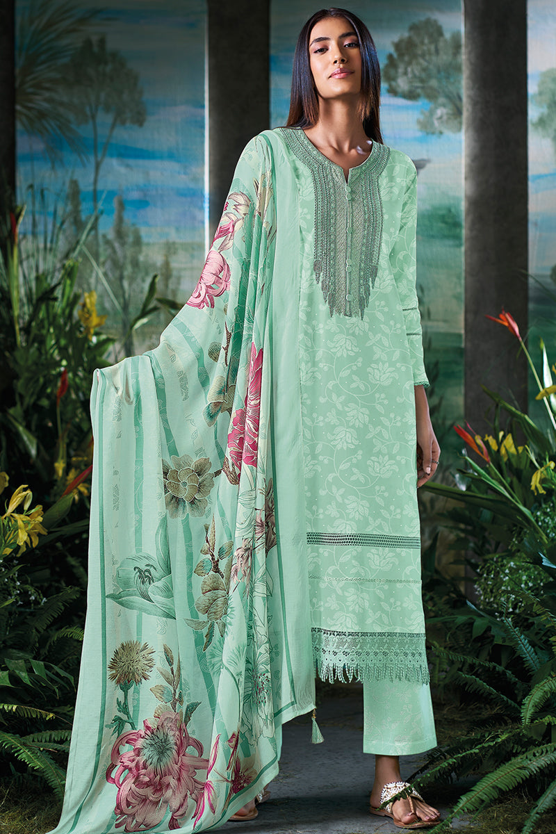 Superior Cotton Block Print With Coding Embroidery Salwar Suit