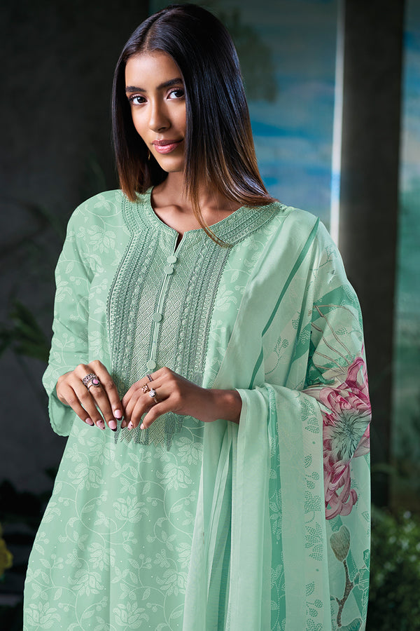 Superior Cotton Block Print With Coding Embroidery Salwar Suit