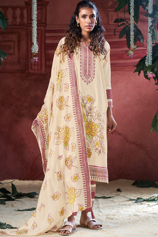 Superior Cotton Hand Printed With Handwork Salwar Suit