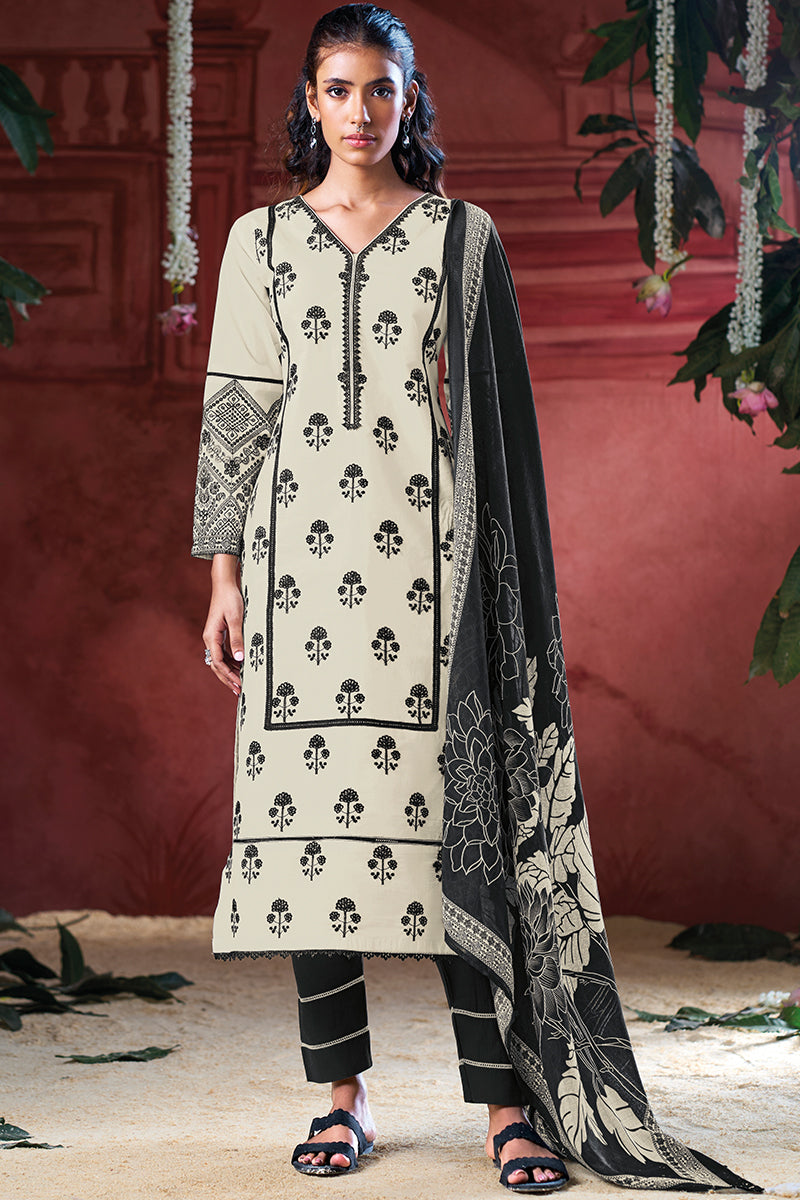 Superior Natural Cotton With Heavy Embroidered Salwar Suits