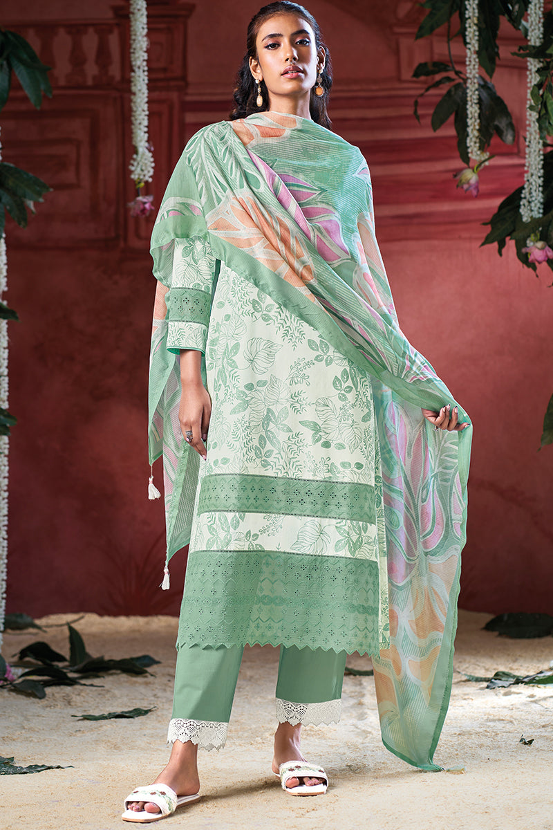 Superior Cotton Block Print With Fancy Lace Salwar Suit
