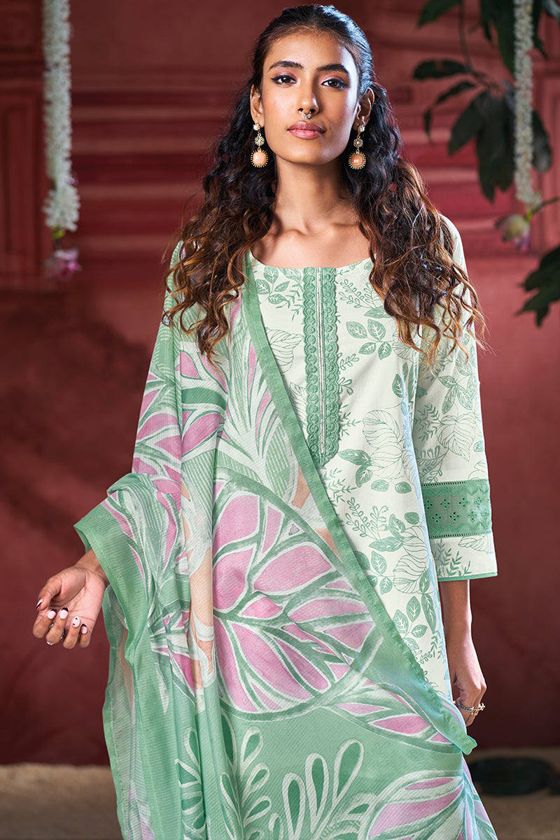 Superior Cotton Block Print With Fancy Lace Salwar Suit