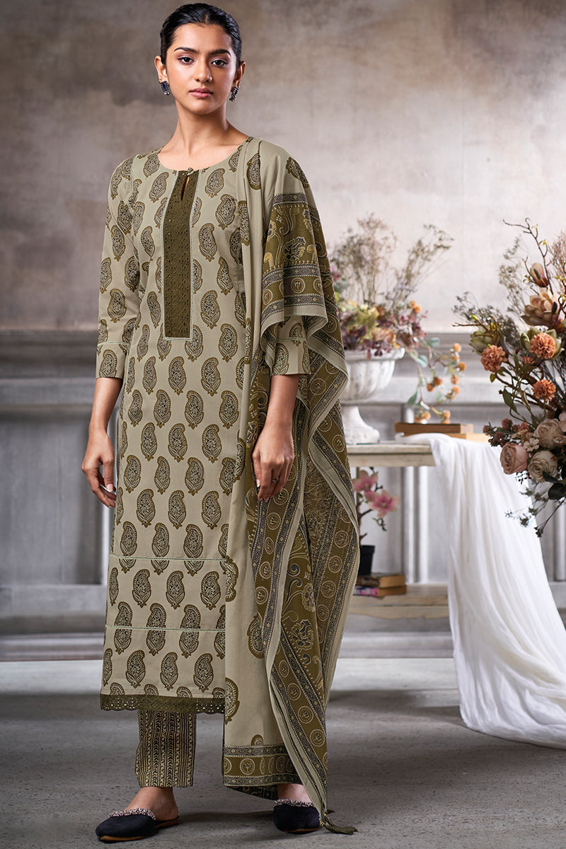 Superior Cotton Block Print Embroidered Salwar Suit