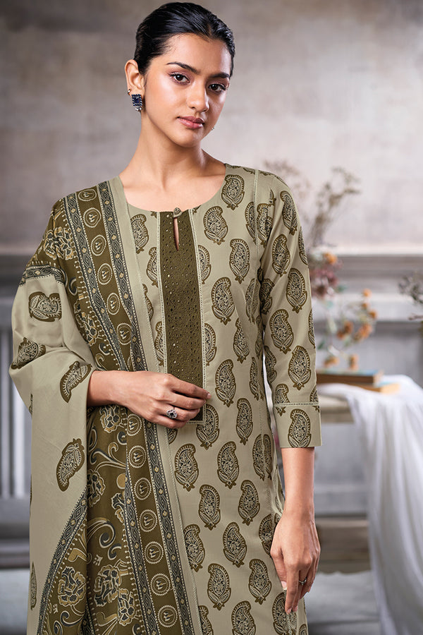 Superior Cotton Block Print Embroidered Salwar Suit