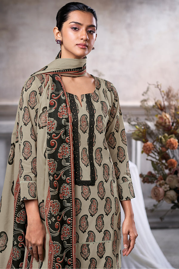 Superior Cotton Block Print Embroidered Salwar Suit