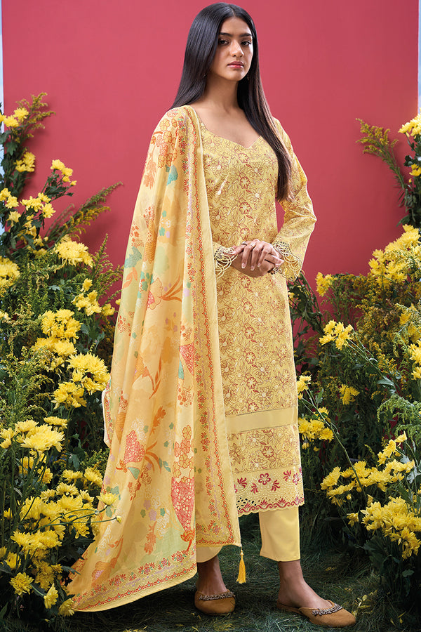 Superior Cotton Block Print With GPO Lace Salwar Suit
