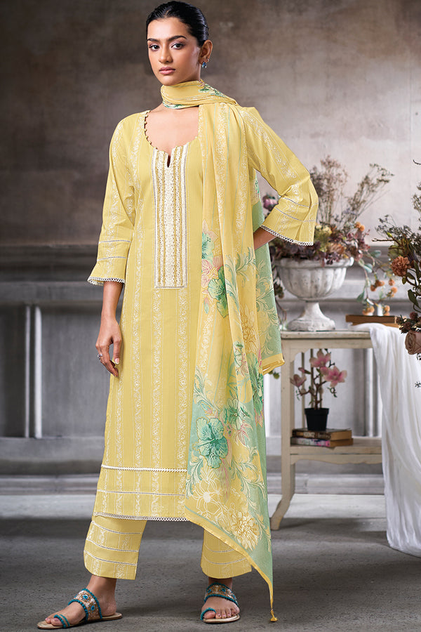 Superior Cotton Block Print Borrer Embroidered Salwar Suit