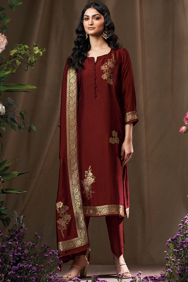 Premium Viscose Woven Silk Meena Jacquard Salwar Suit