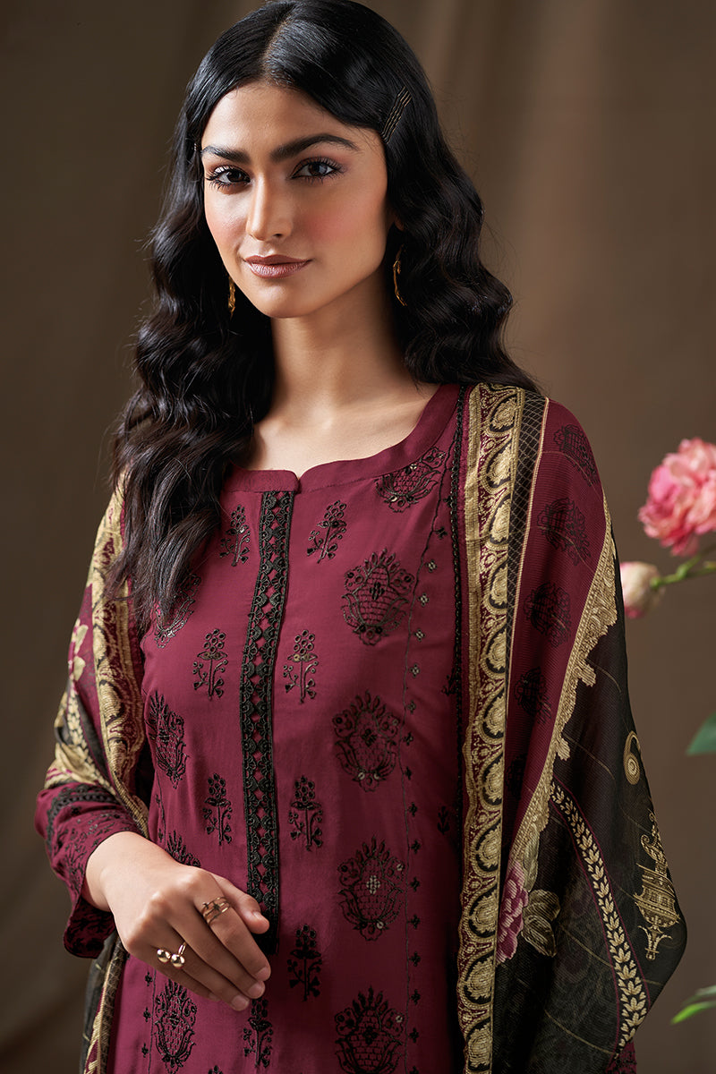 Premium Bemberg Silk Heavy Embroidered Salwar Suit