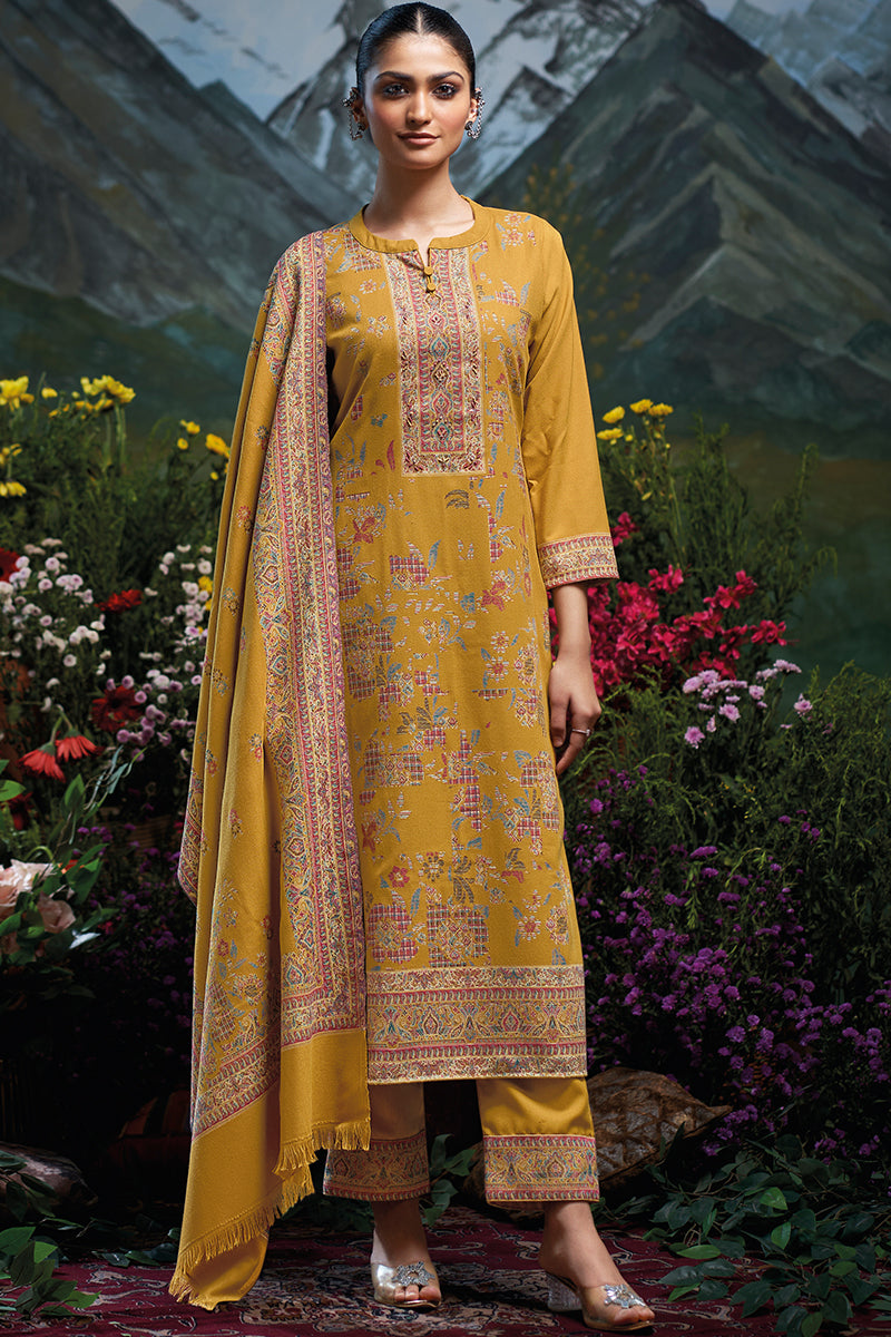 Premium Pure Wool Pashmina Meena Jacquard Salwar Suit