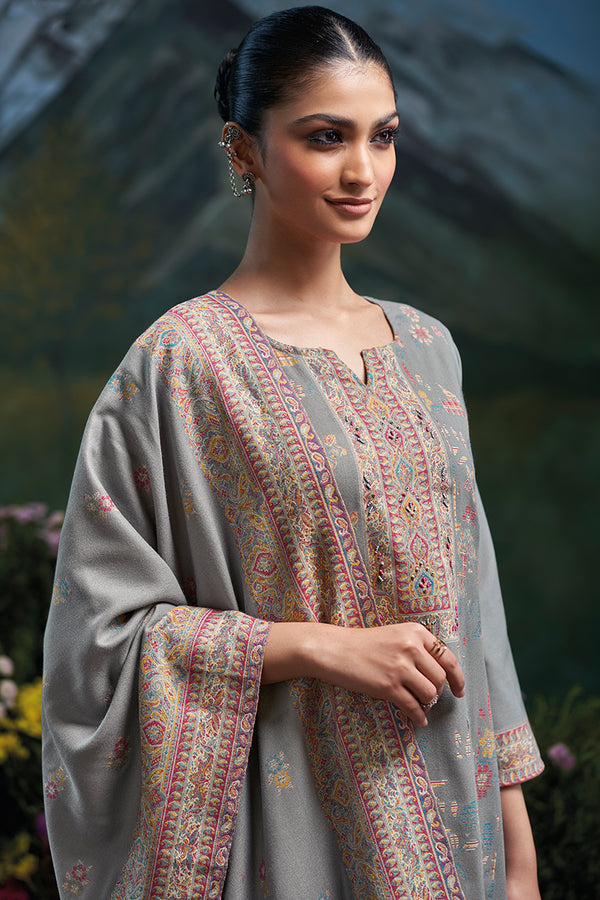 Premium Pure Wool Pashmina Meena Jacquard Salwar Suit