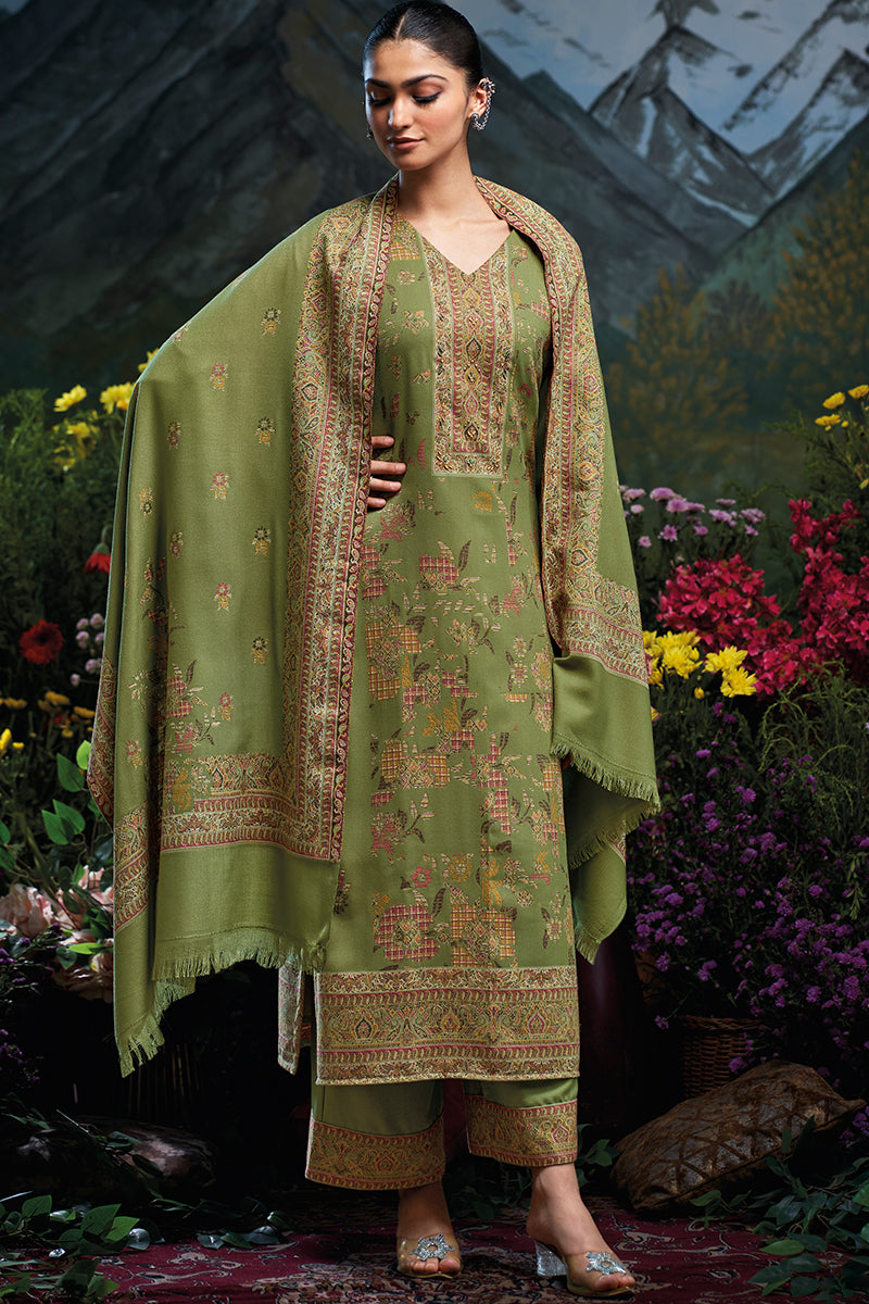 Premium Pure Wool Pashmina Meena Jacquard Salwar Suit