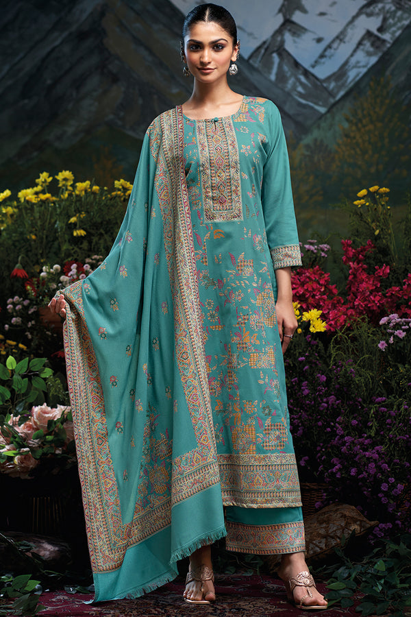 Premium Pure Wool Pashmina Meena Jacquard Salwar Suit