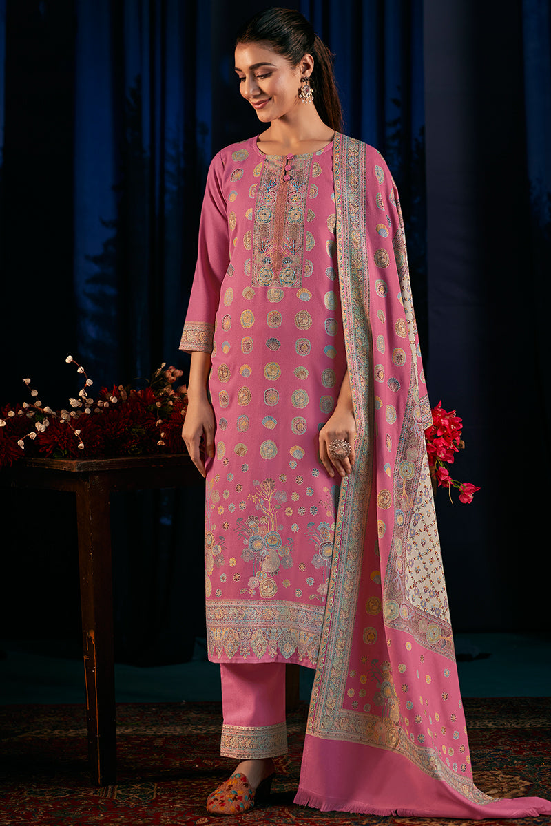 Premium Pure Wool Pashmina Meena Jacquard Salwar Suit